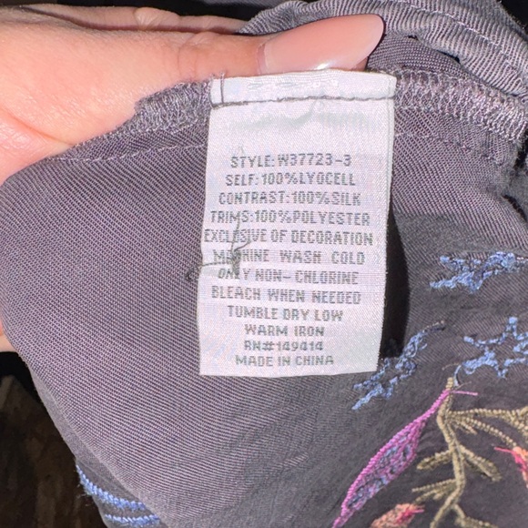 Johnny Was Charcoal Floral Embroidered Midi Dress - Picture 7 of 7